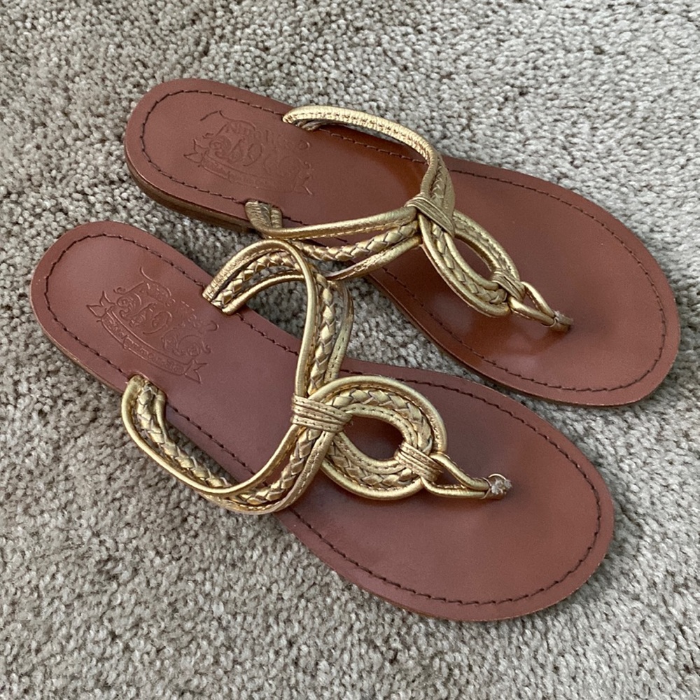 Nine West Gold Leather Braided Sandals - Picture 2 of 5